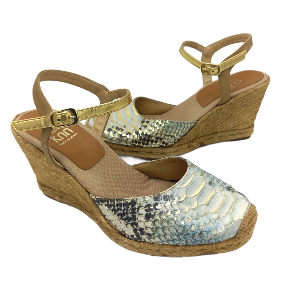 KNN Snakeskin Summer Espadrille Wedge Shoes 37